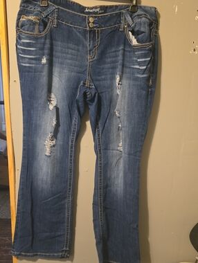 Amethyst Jeans Women's Distressed Blue Boot Cut Jeans